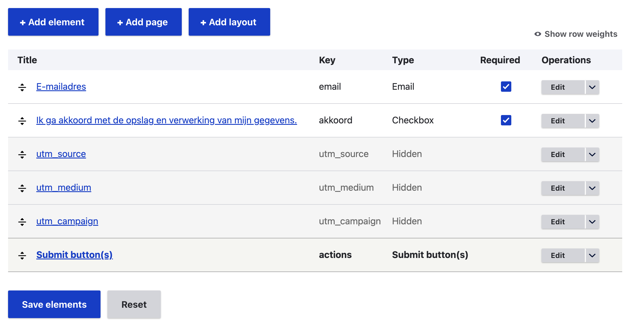 Example of Drupal webform with hidden utm fields